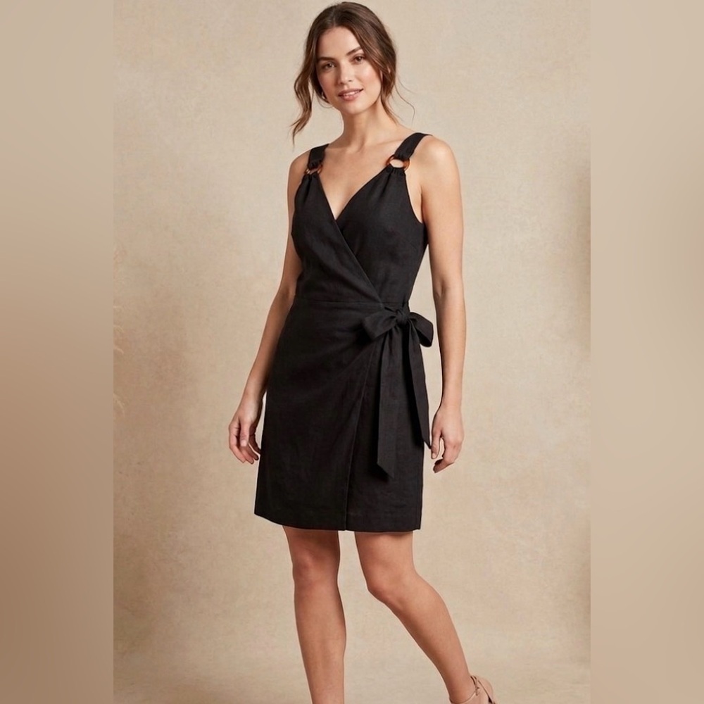 The Limited Elegant Black Wrap Mini Dress size 12 NWT